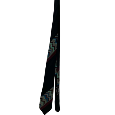  Stefano Milano 100%  Silk Mens Tie Black  / Multicoloured / Pattern 