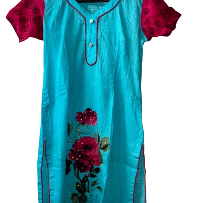  Womens Blue and Pink Rose Set One Size  
