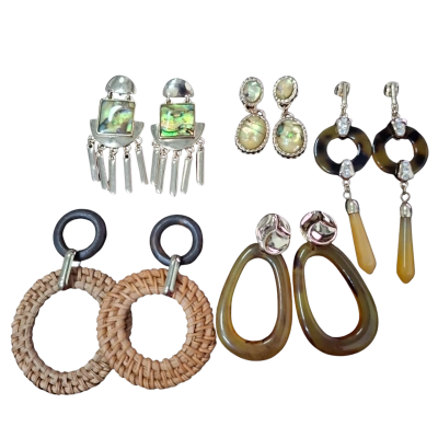 5 x  Womens Earrings Brown / Orange 