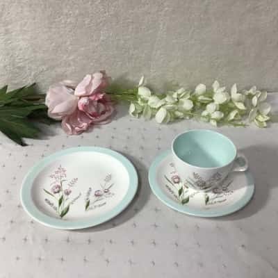 Vintage Foley "Springtime" Pink Floral Pattern Bone China Cup Saucer & Plate