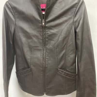 Diana Ferrari Womens  Size S Leather Jacket Brown 