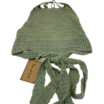 Tree of Life Womens  Size ML Crocheted Halter Top Green 