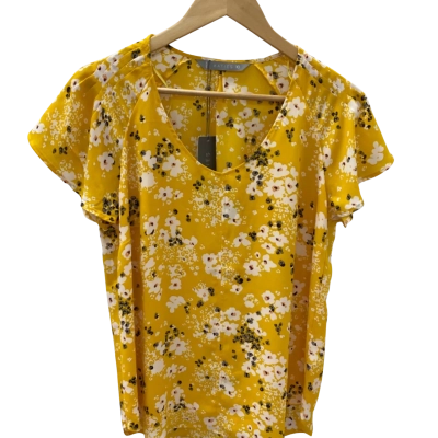 Katies Womens  Size 10 Short Sleeve Top Yellow 