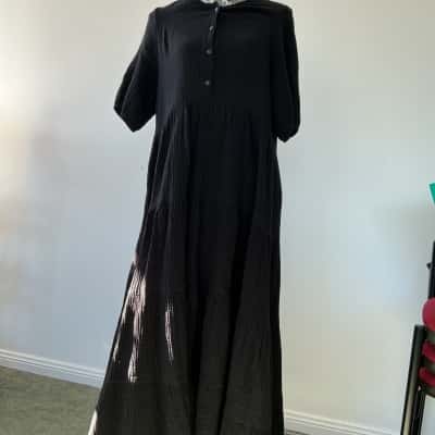 Boho Bird Women's Size 10 Maxi Dress Black  