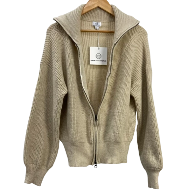 Brand New - Pink Diamond - Womens Brie Knit Zip Jumper - Size L - Beige / Cream (RRP $79.95)