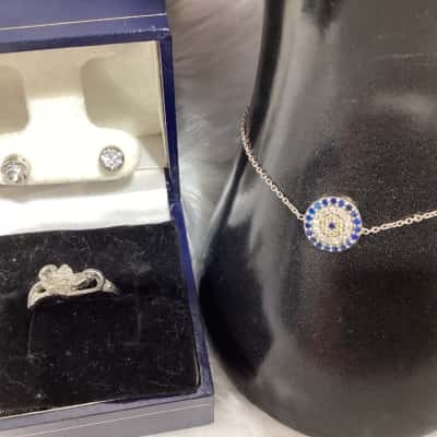  Womens Bracelet / Earrings / Ring Navy Blue / Other / Silver 