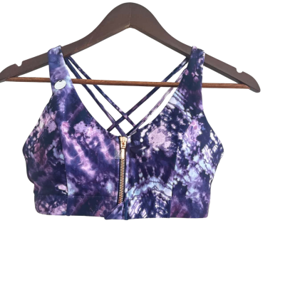 BNWT Rockwear Womens Breathable Crisscross Cropped Top Size 10 Blue / Purple 