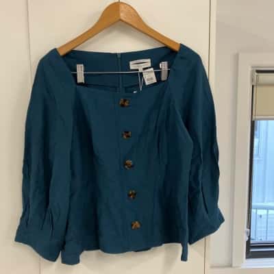 Veronika Maine Womens  Size 14 Button Up Top dark Teal 