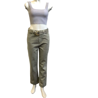 AJE Womens  Size 10 Straight Leg Belted Jeans Light Green