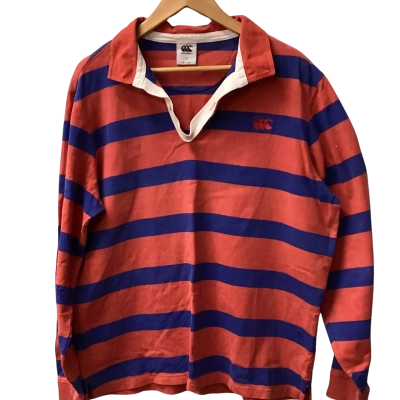 Canterbury Mens  Size 2XL Long Sleeve Shirt Blue / Red / Striped Jersey Shirt (a)