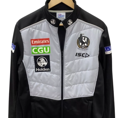 AFL Mens  Size M Magpies Front Zipper / Winter Jacket Black  / White 