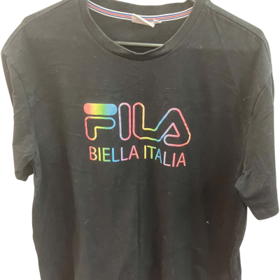 Fila Womens  Size L Short Sleeve Top Black  / Multicoloured 
