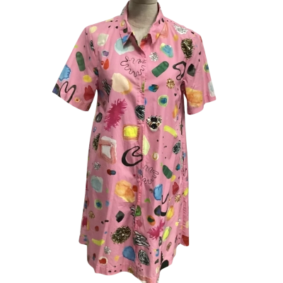 Gorman Womens  Size 8 Short Sleeve Shirt Dress  Pink  