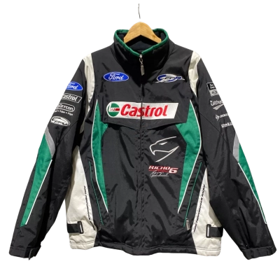 Retro Ford Castrol Richo 6 Mens  Size XL Performance Jacket Black  / Blue / Green / White 