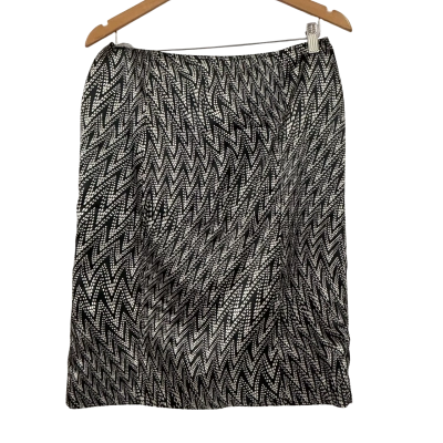 Perri Cutten Womens Jagger Skirt  Size 12 Black  / Pattern / Silver | Brand New | RRP $229