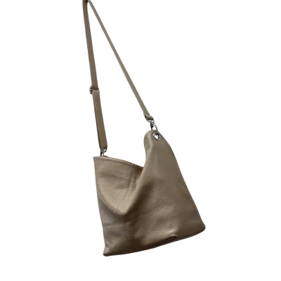Italian Made Genuine Leather Beige Shoulder Handbag