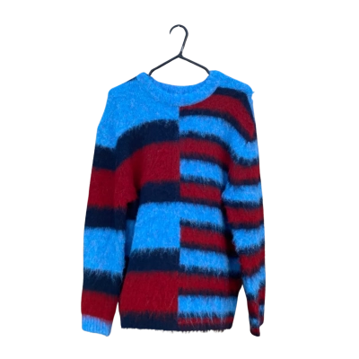 Mens Collusion Size XS Knit Jumper Blue / Navy Blue / Pattern / Red / Striped