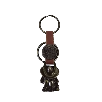 Vintage Leather and Brass Keychain Souvenier Cozumel Mexico