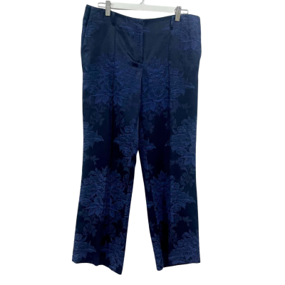 Carla Zampatti Navy blue Floral Embossed Pants Size 8 
