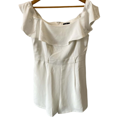 Dotti Womens  Size 14 Sleeveless Playsuit White - With Pockets!