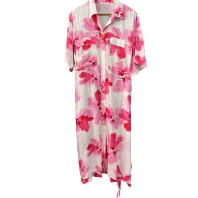 Trenery Womens  Size 14 Maxi Dress Pink  / White RRP $199