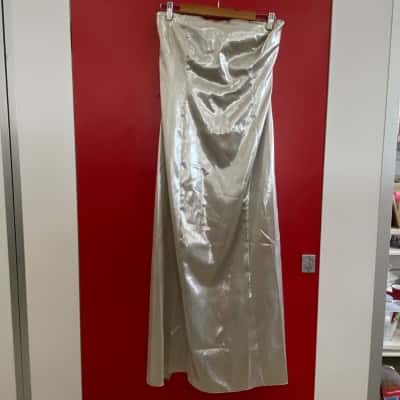 Topshop Strapless Silver Dress Size 14 