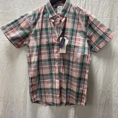Brooks Brothers Mens  Size L Checked Shirt / Short Sleeve Shirt Checked / Green / Grey / Pink  