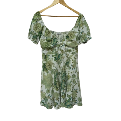 thatssofetch Womens  Size 14 Casual Dress / Floral Dress / Short Sleeve Dress  Brown / Floral / Green / White 