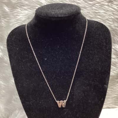 Avon Fashion Women's Vintage Block Initial “W” Pendant Necklace 
