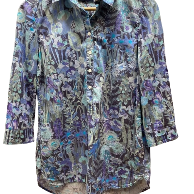 Sportscraft Liberty Womens  Size 8 Blue Floral Shirt