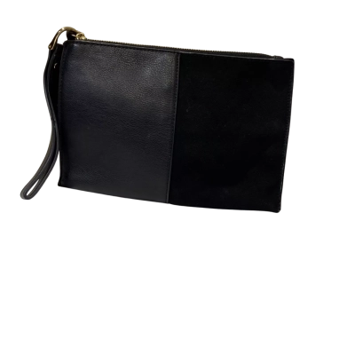 Seed Womens black leather and suede wristlet clutch bag.