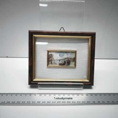 Vintage Italian 925 Silver Embossed Miniature Framed Art Coastal Scene