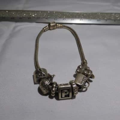 Pandora Women's Charm Bracelet x 6 Charms 925 Ale