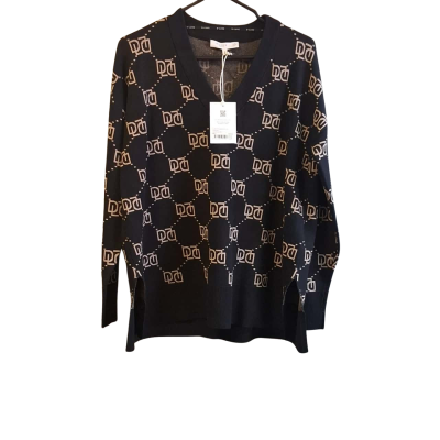 D-Luxe Womens  Size M Long Sleeve Top Black  / Gold / Pattern 