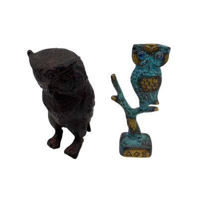 2x Vintage Metal Owls