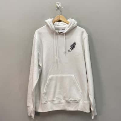Champion Mens  Size L Fleeced Hoodie White 