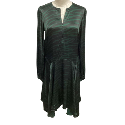 Ganni  Size 34 Long Sleeve Dress Black  / Green 