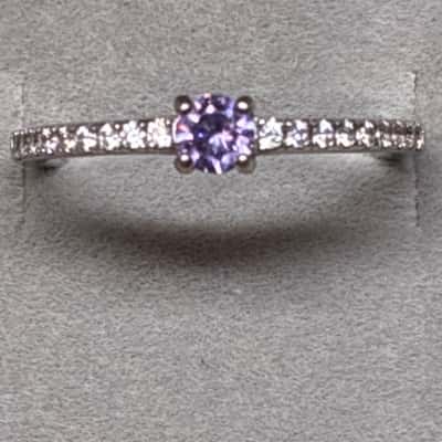  Womens Ring Silver with purple and clear stones