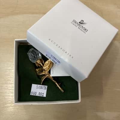 Swarovski Womens Crystal Rose Brooch 