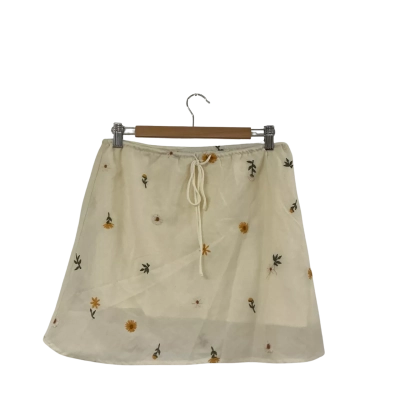 BILLY J Baby Yellow Floral Cotton-blend Mini Skirt Size 12