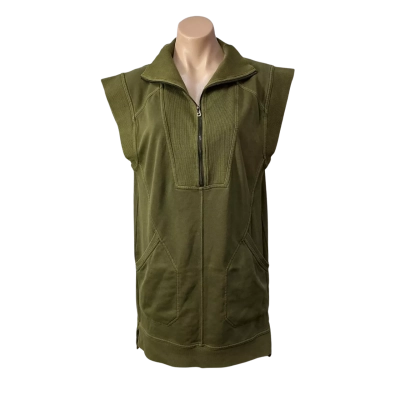 Daily Practice Anthropologie Womens Size M Moss Green Zip Front Sleeveless Dress (new)