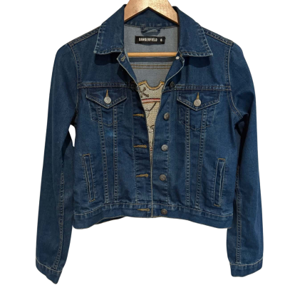 Dangerfield.  Pirate Fox Embroidered Denim Jacket.  Size 8 