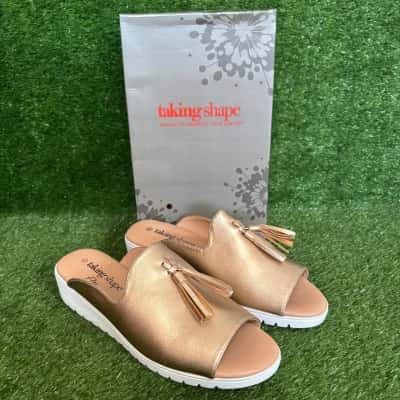 Taking Shape Rose Gold Comfort Flex Wedge Slide Size 42