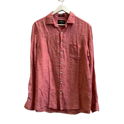 Rodd & Gunn Mens  Size M Long Sleeve Linen Shirt Watermelon Pink