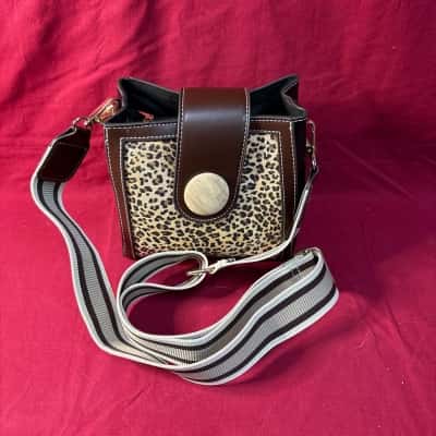 Sussan Women's Cross Body Bag  with a Leopard Print Panel Brown 