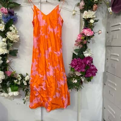 Gorman Womens  Size 8 Shoestring Strap Dress Orange / Pattern / Pink  