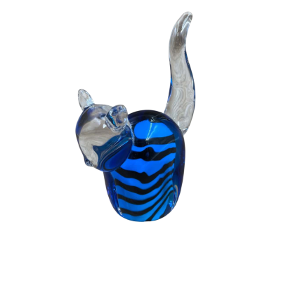 Heavy Glass Cat Sculpture 