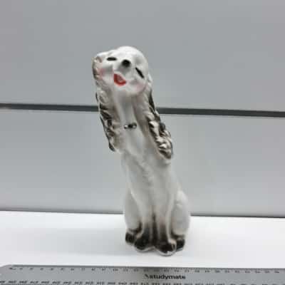 Vintage Porcelain Spaniel Dog Figurine with Rhinestone Collar
