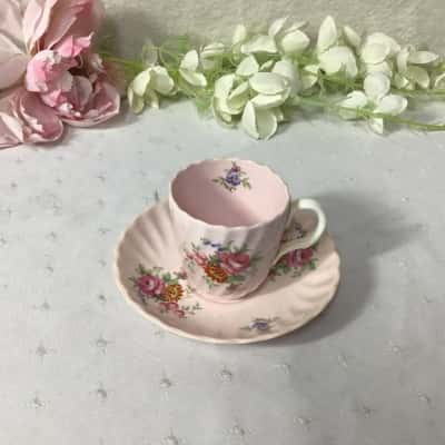Vintage Rosetta Pink / Floral Pattern Bone China Small Cup & Saucer