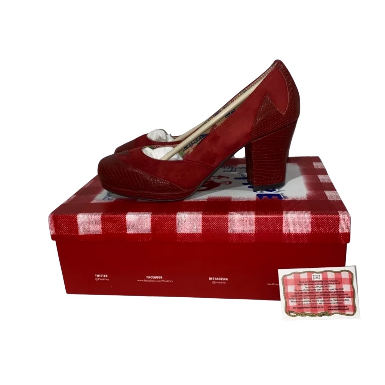 Miss L Fire - Suede Addie Heels In The Colour Red Rust Size 38 - New ...